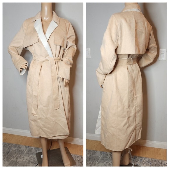 NWT J. Crew Wool Blend Harriet Trench Coat Double-faced Blend Beige Small - Picture 11 of 15